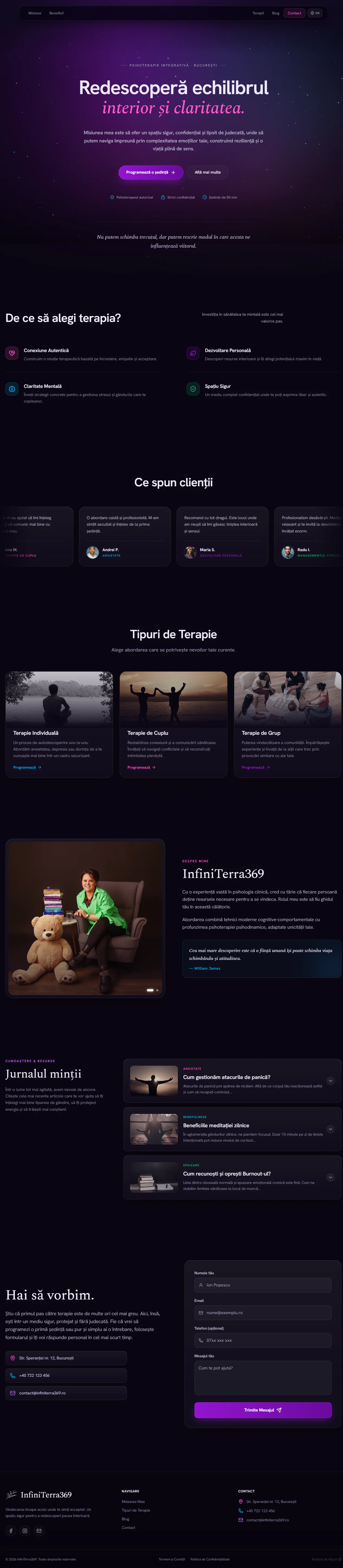 Website InfiniTerra369 — versiune desktop