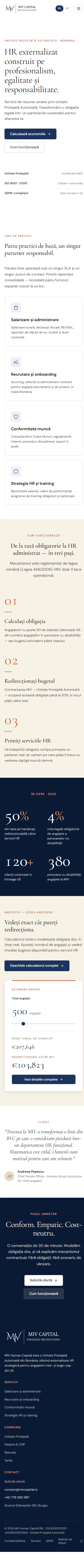 Website MIV Human Capital — versiune mobil